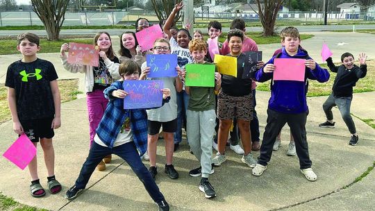 Mangham Junior High students create rock art