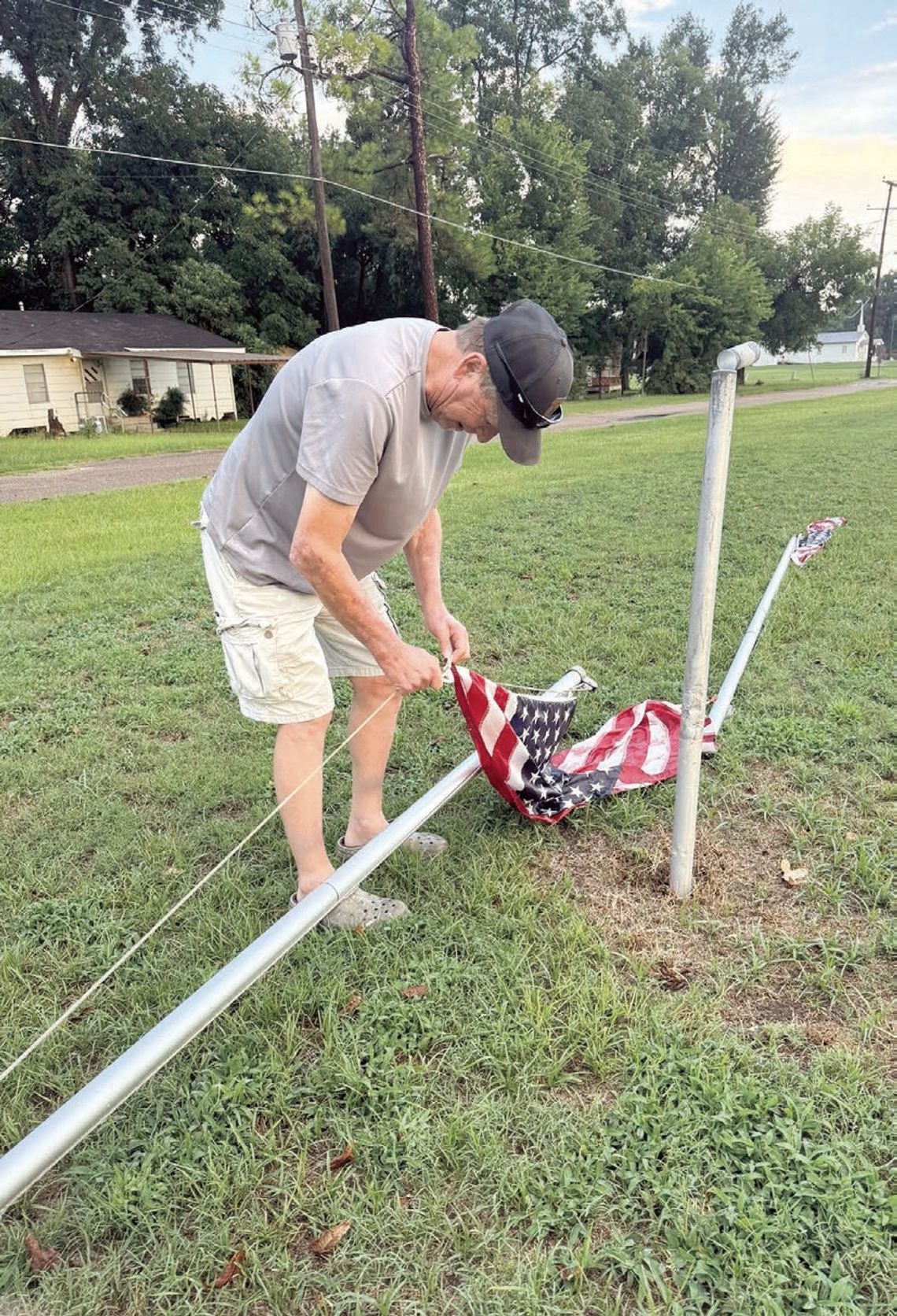 Storms damage flag poles officer memorial in Mangham